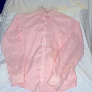 Class Club - Youth Boys, 10/12- Long Sleeve, Non-Iron Dress Shirt - Pink Gingham